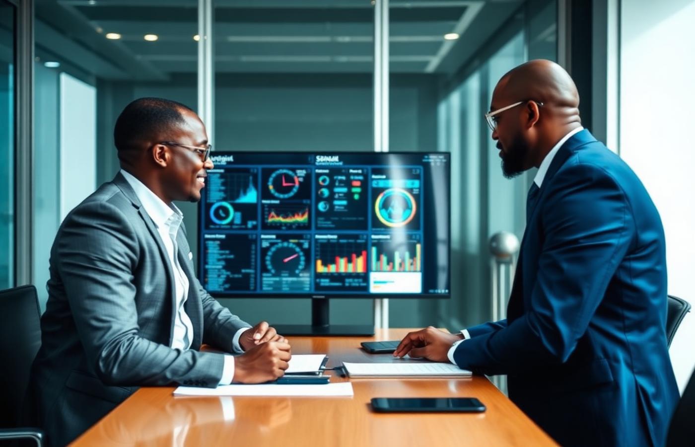 Advisory session reviewing energy intelligence dashboards